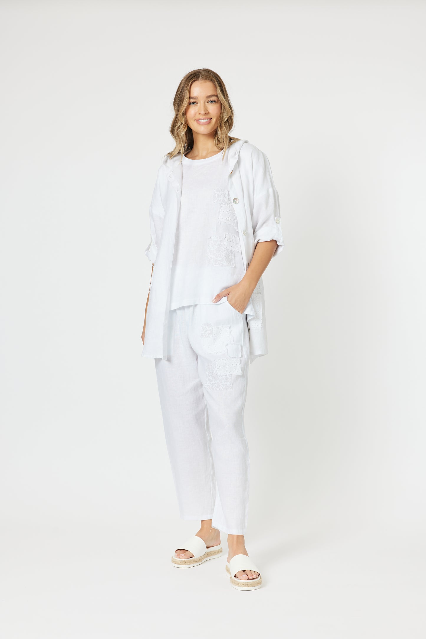 THREADZ PATCH LINEN PANT