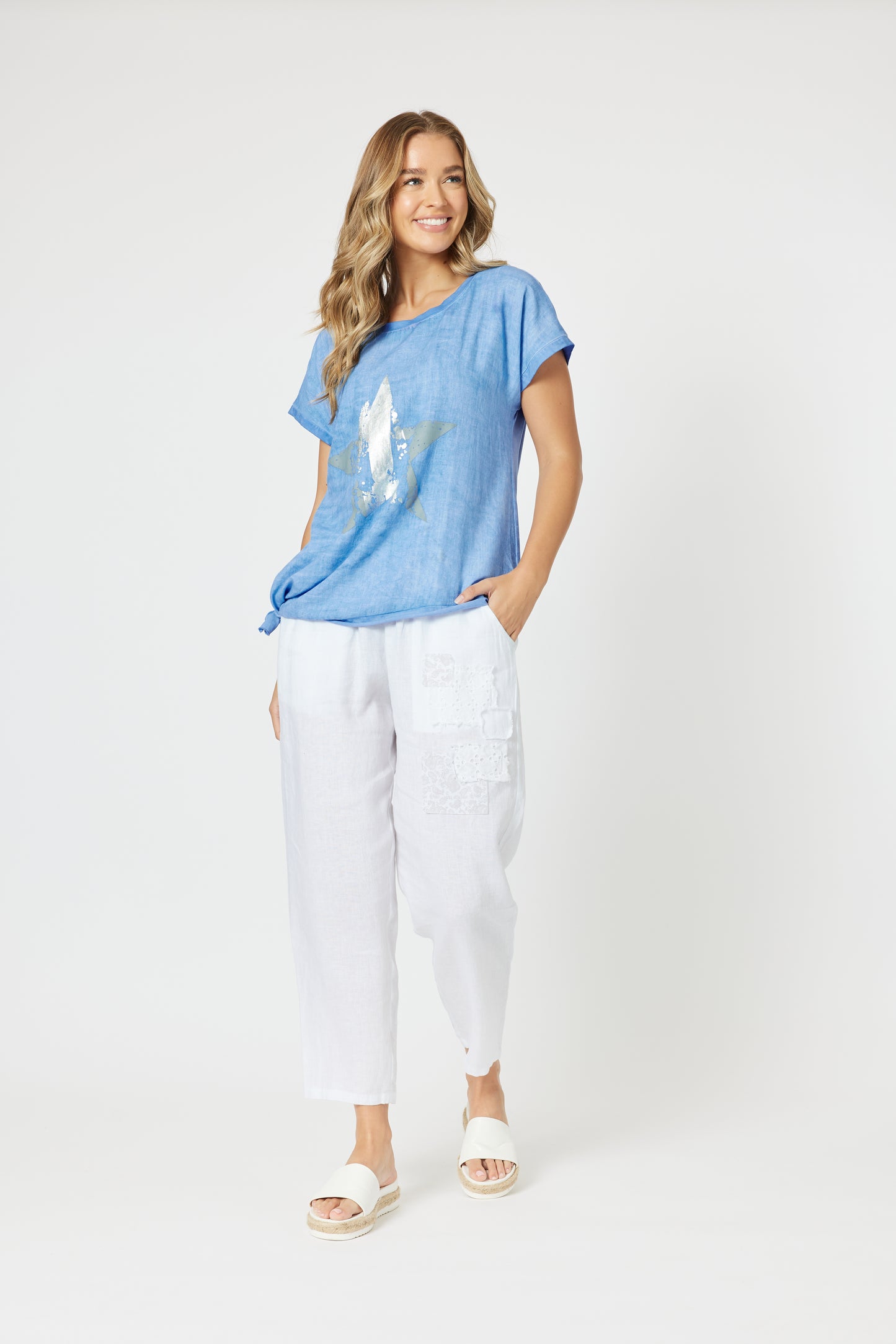 THREADZ PATCH LINEN PANT